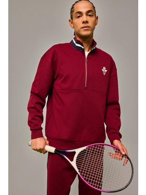 DeFacto Pamuklu Boxy Fit Dik Yaka Sporcu Sweatshirt F9372AX26SP