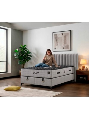 Mona Yatak Graft Gri Full Ortopedik Çift Taraflı Pocket Yaylı Yatak 30 cm – Visco Katman Ultra Konfor