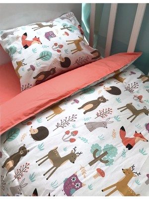 Özgürce Doğa Desenli 100% Pamuk Bebek/çocuk Yastık ve Yorgan Seti 60X120