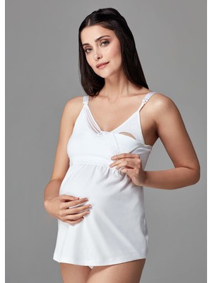 Dagi Beyaz Emzirme Atleti Kadınlar İçin Yumuşak ve Nefes Alabilir Pamuk Elastan Karışımı