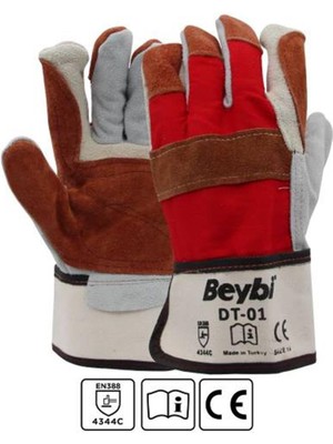 Verto Beybi Dt-01 Deri Kaplı Isıya Dayanıklı Ağır Iş Eldiveni (10LU Paket) 10 Beden