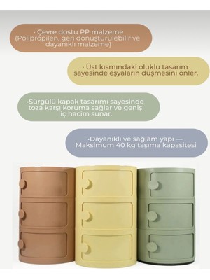 Miniforms Duru 3 Çekmeceli Komodin Toz Pembe