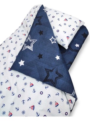 Özgürce Denizci Desenli Pamuklu Çocuk Yastık ve Yatak Örtüsü Seti