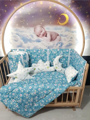 Özgürce 70X130 Bebek Uyku Seti Çiçek Desenli 9 Parça, Beşik Dahil Değildir