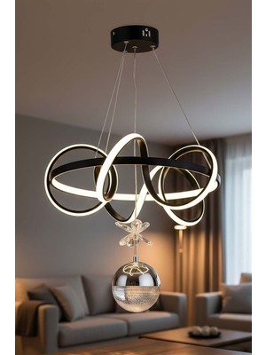 TERRA lighting Dart Tek Toplu Modern LED Avize, Sarkıt Power LED Avize, 3 Renk Yanabilen LED Avize, Salon Mutfak Oturma Odası LED Avize