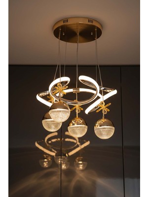 TERRA lighting Napoli 4 Toplu Lüks Sarkıt LED Avize, 3 Renk Yanabilen LED Avize, Modern Salon Oturma Odası LED Avize