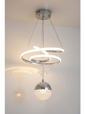 TERRA lighting Modern Paok Tek Toplu Power LED Avize, Mutfak Salon Hol Sarkıt LED Avize, 3 Renk Yanabilen Power LED Avize, Lüks LED Avize