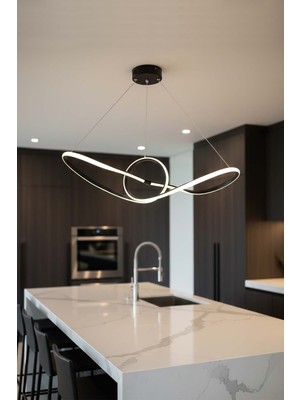 TERRA lighting Modern Barok Power LED Avize, 3 Renk Yanabilen Lüks LED Avize, Mutfak Salon Hol Oda Sarkıt LED Avize, Modern LED Avize