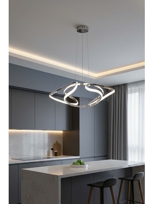 TERRA lighting Minimal Napoli LED Avize, 3 Renk Yanabilen LED Avize, Sarkıt Power LED Avize, Modern Salon Mutfak Hol LED Avize