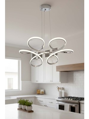 TERRA lighting Modern Daisy LED Avize, Sarkıt LED Avize, 3 Renk Yanabilen LED Avize, Lüks Salon Yemek Masası Oda LED Avize