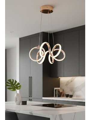 TERRA lighting Minimal Lizbon Power LED Avize, 3 Renk Yanabilen LED Avize, Mutfak Salon Hol Oda Sarkıt LED Avize, Lüks LED Avize