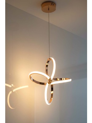 TERRA lighting Minimal Yonca Power LED Avize, 3 Renk Yanabilen Lüks LED Avize, Mutfak Salon Hol Oda Sarkıt LED Avize, Modern LED Avize