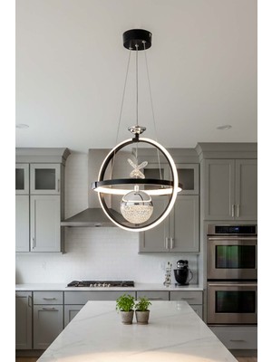 TERRA lighting Meridyen Tek Top Power LED Avize, 3 Renk Yanabilen Lüks LED Avize, Mutfak Salon Hol Oda Sarkıt LED Avize