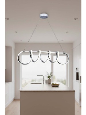 TERRA lighting Sare Model LED Avize, Yemek Masası Salon Oda Sarkıt LED Avize, 3 Renk Yanabilen Power LED Avize, Modern LED Avize