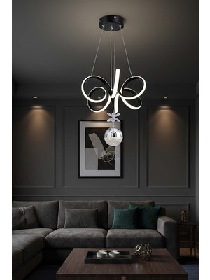 TERRA lighting Modern Lizbon Tek Toplu Power LED Avize, Mutfak Salon Hol Sarkıt LED Avize, 3 Renk Yanabilen Power LED Avize, Lüks LED Avize