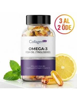 Collagen Forte Platinum Omega 3 Premium Fish Oil Balık Yağı 1000MG 90 Kapsül