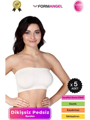 Carlburn #bandeo Seamless Toparlayıcı Kadın Basic Örme Dikişsiz Pedsiz Bandeo Büstiyer - 5 Adet