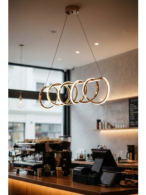 TERRA lighting Sare Model LED Avize, Yemek Masası Salon Oda Sarkıt LED Avize, 3 Renk Yanabilen Power LED Avize, Modern LED Avize