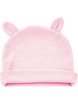 Babyjem Pembe Kulaklı Yenidoğan Bebe Şapka Kız Çocuk İçin Sevimli Tasarım