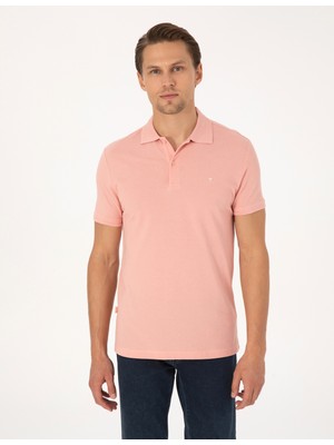 Pierre Cardin Erkek Gül Kurusu Slim Fit %100 Pamuk Kıvrılmaz Düğmeli Polo Yaka Basic Tişört 50325323-VR026