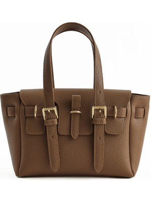 Sütlü Kahve Deri Kemerli El Çantası