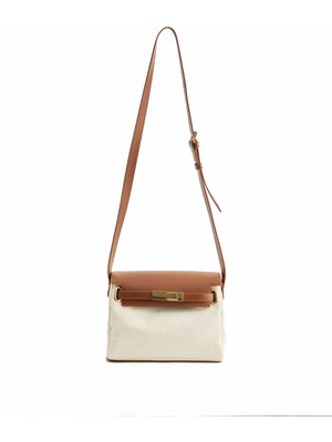 Taba Kanvas Deri Çapraz Çanta