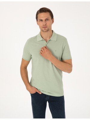 Pierre Cardin Erkek Yeşil Slim Fit Basic Tişört 50325323-VR016