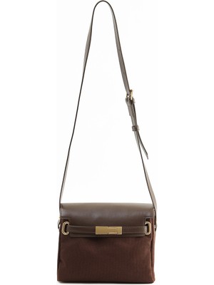 Acı Kahve Kanvas Deri Çapraz Çanta