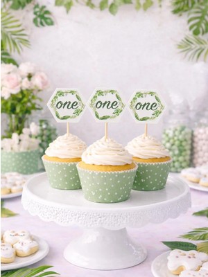 Parti Adresi One Kürdan 1 Yaş Doğum Günü Partisi Cupcake Kürdanı 10'lu