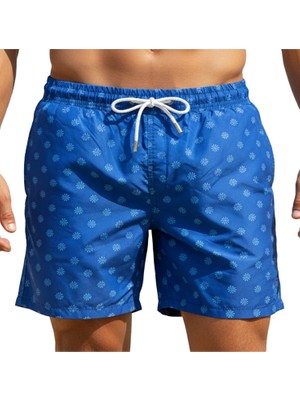 Estiva Erkek Dijital Desenli Deniz Şortu Blue