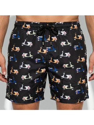 Estiva Erkek Dijital Desenli Deniz Şortu Moto