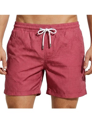 Estiva Erkek Dijital Desenli Deniz Şortu Red