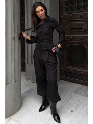 Madmext Siyah  Vücuda Oturan Slim Fit Kadın Gömlek MG2659