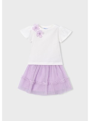 Mayoral Kız Çocuk Tişört Tül Etek Takım Mor 3946