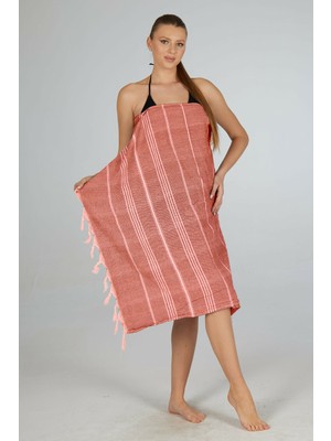 Estiva Çizgi Desenli Kenar Püsküllü Peştamal