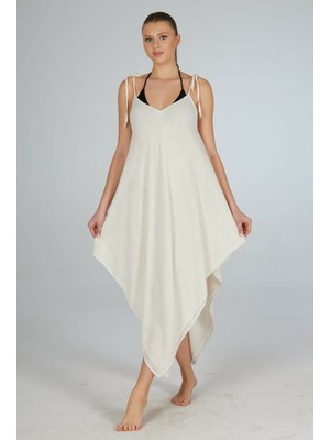 Estiva Ip Askılı Yarasa Kesimli Keten Pareo