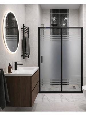 Db Banyo Dbbanyo Deniz Seri Ön Cephe Duşakabin 5 mm Desenli Temperli Cam Siyah Profil H:190 cm 1S1H