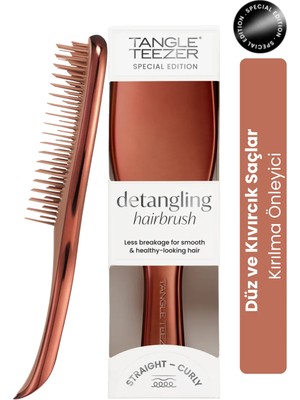 Tangle Teezer Ultimate Detangler Saç Fırçası-Tarak Düz ve Kıvırcık Saçlar için Chrome Choc Bronze Renk