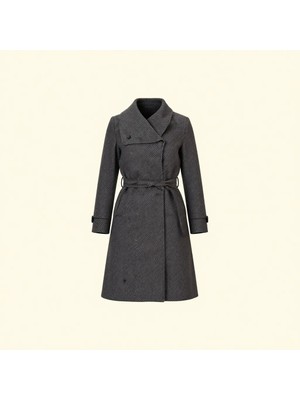 Dewberry Kadın Palto-Balıksırtı Siyah Uzun Kol Dokuma Orta Kalınlık Özellikli M Beden