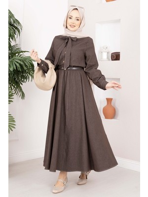 Md Fiyonk Detaylı Ikili Tensel Kot Takım Kahve