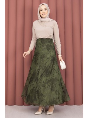 SVS Batik Desen Tül Etek Haki