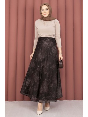 SVS Batik Desen Tül Etek Kahve