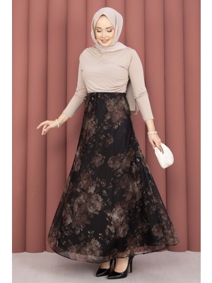 SVS Batik Desen Tül Etek Siyah