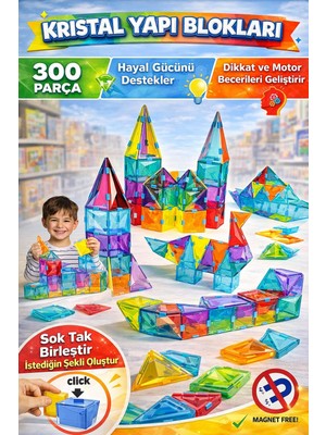 Yıldırım Oyuncak Eğitici Kristal Yapı Blokları  Kristal Puzzle 300 Parça Şeffaf Yapı Blok ve Tasarım Oyuncak Seti