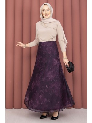 SVS Batik Desen Tül Etek Mürdüm