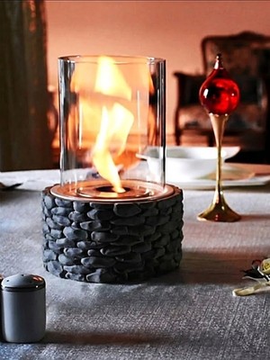 Fire Stone Masaüstü Bioethanol Şömine, Beyaz Renk, 20X20X26 cm - Starkim