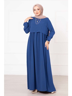 Pol Bolero Görünümlü Elbise Saks