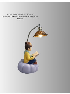 Astraltech Kitap Okuyan Çift Figürlü Gece Lambası Romantik Dekoratif Masa Lambası