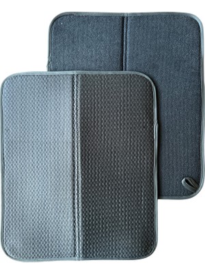 Ezmk Ev Gereçleri Bulaşık Matı Süper Emici Bulaşık Kurutma Matı 44X36CM Tezgah Üstü Bulaşık Matı, 2'li Set