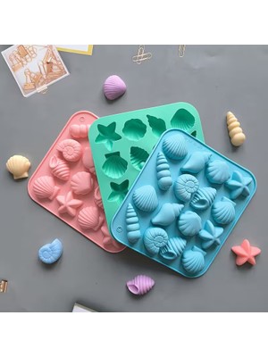 Siliko World Silikon Çikolata Epoksi Jelibon Taş Tozu Kalıbı Deniz Kabukları Silikon Kalıp